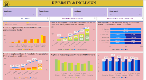 HR Diversity Inclusion analysis dashboard